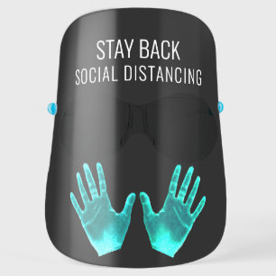 Funny Social Distancing Green Rubber Glove Hands Face Shield