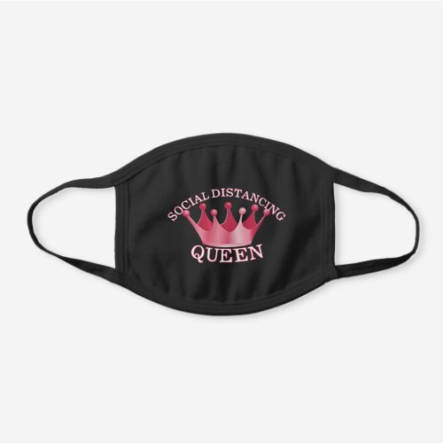 Funny Social Distancing Queen Pink Crown Black Cotton Face Mask