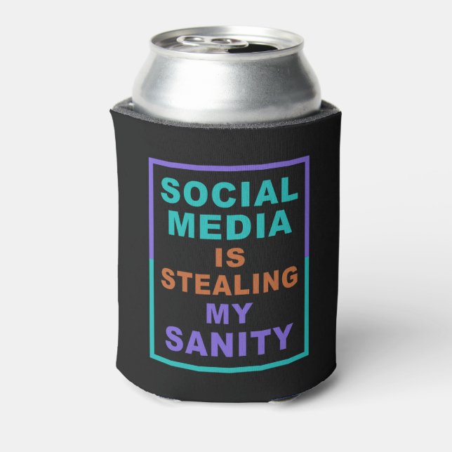Funny “Social Media” custom monogram can cooler (Can Back)