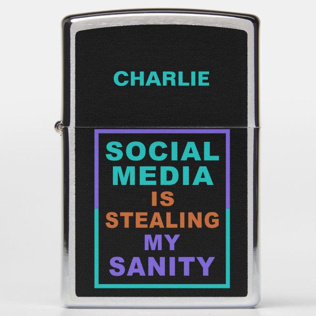 Funny “Social Media” custom name lighter (Front)