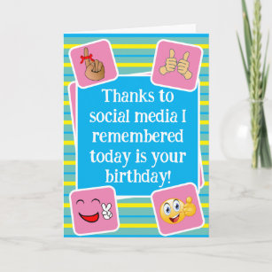 Funny Social Media Thumbs Up Happy Birthday Card