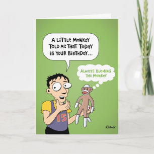 Funny Sock Monkey Birthday Card