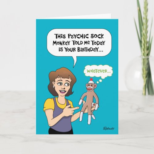 Funny Sock Monkey Birthday Card