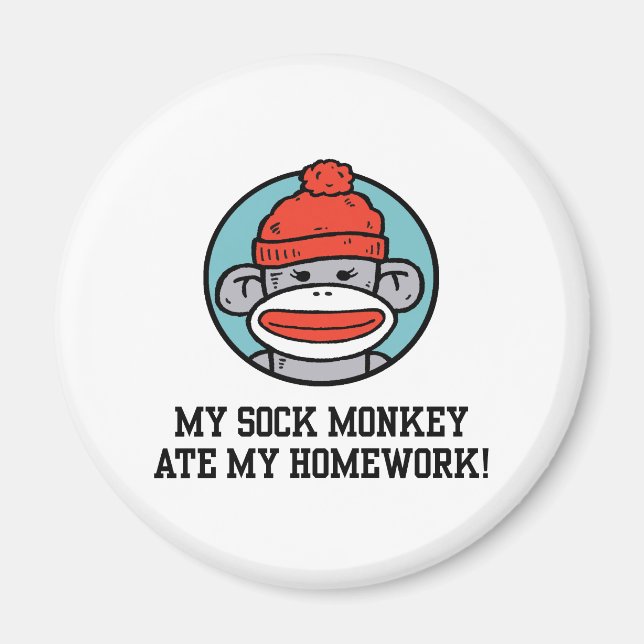 Funny Sock Monkey Magnet (Front)