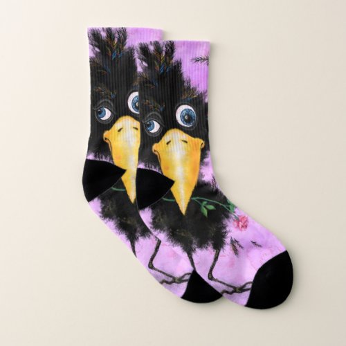 Funny Socks Crow with Rose Gentleman Gift