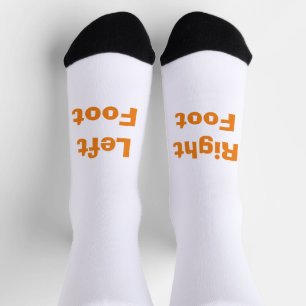 FUNNY! Socks - Left foot Right Foot - Orange