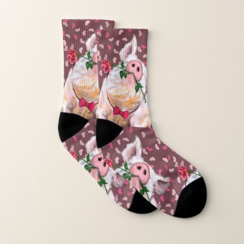 Funny Socks with Gentleman Pig Romantic Gift