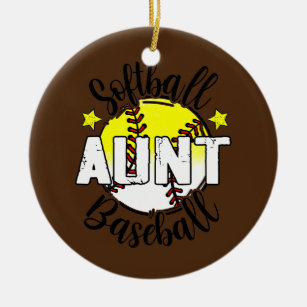 Funny Softball Baseball Aunt Happy Mother's Day  Ceramic Ornament