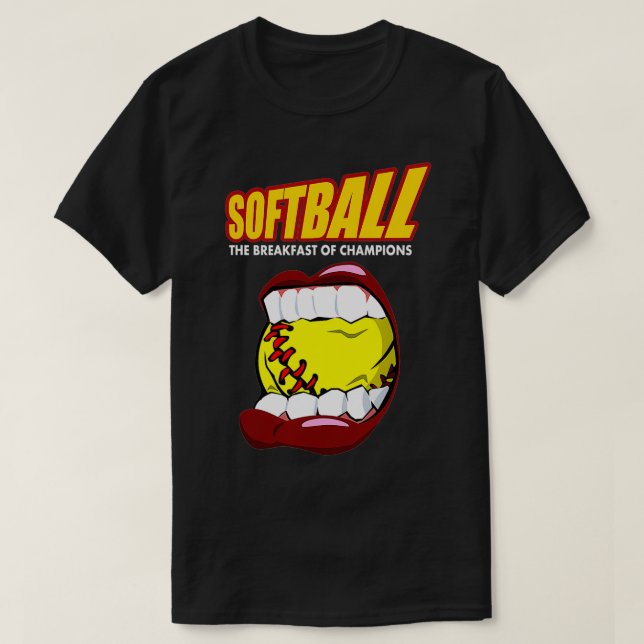 Funny Softball   Breakfast of Champions  T-Shirt (Design Front)