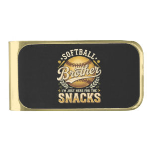 Funny Softball Brother Snacks Sports Gold Finish Money Clip