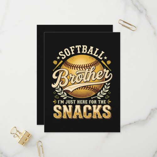 Funny Softball Brother Snacks Sports Invitation Postcard