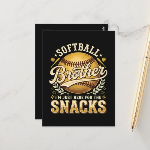 Funny Softball Brother Snacks Sports Postcard