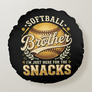 Funny Softball Brother Snacks Sports Round Pillow