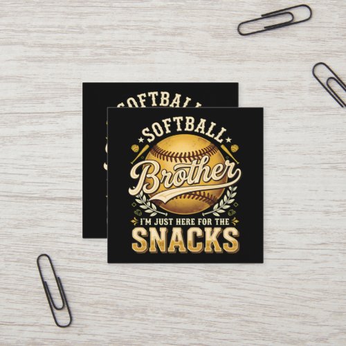Funny Softball Brother Snacks Sports Square Business Card