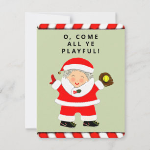 Funny Softball Christmas Holiday Card