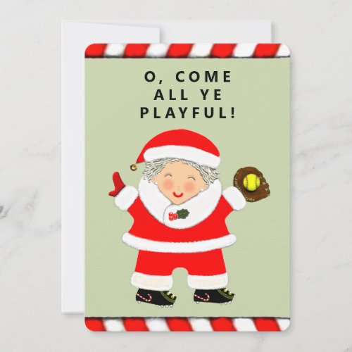 Funny Softball Christmas Holiday Card