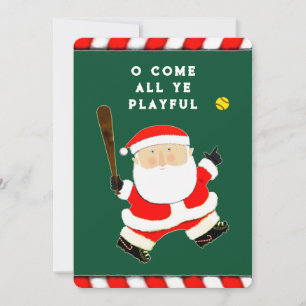 Funny Softball Christmas Holiday Card