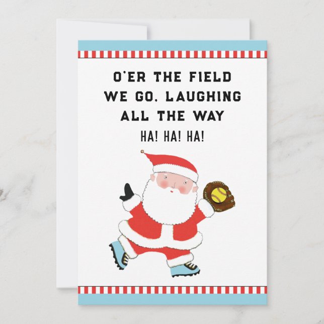 Funny Softball Christmas Holiday Cards (Front)