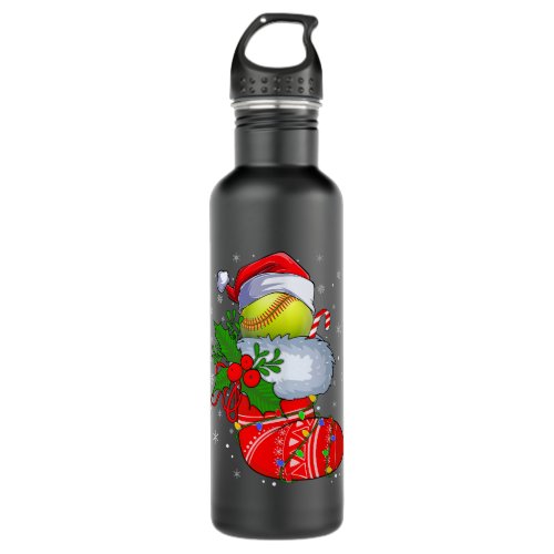 Funny Softball In Christmas Socks Santa Softball X Stainless Steel Water Bottle