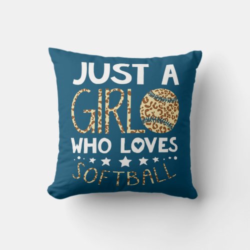 Funny Softball Lover Leopard Graphic Women and Throw Pillow