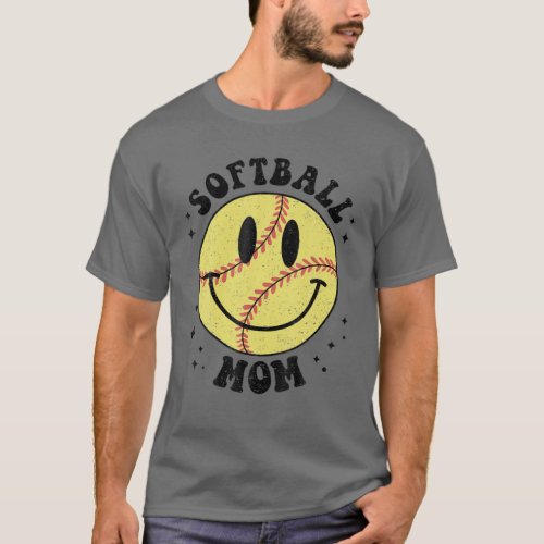 Funny Softball Mom Softball Vibes Smile Face Meme T_Shirt