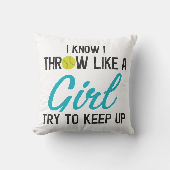 Funny Softball Pitcher Batter Catcher Girls Throw Pillow (Front)