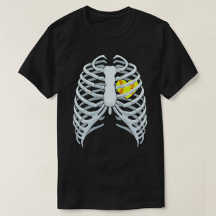 Funny Softball Skeleton Rib Cage Halloween Costume T-Shirt