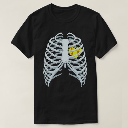 Funny Softball Skeleton Rib Cage Halloween Costume T_Shirt