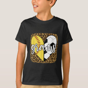Funny Softball Soccer Grams Heart Leopard  T-Shirt