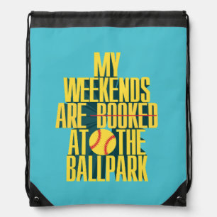 Funny Softball Weekend At The Ballpark Sports Drawstring Bag