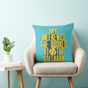 Funny Softball Weekend At The Ballpark Sports Throw Pillow