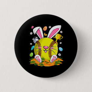 Funny Softll And Bunny Face Eggs Happy Easter Day Button