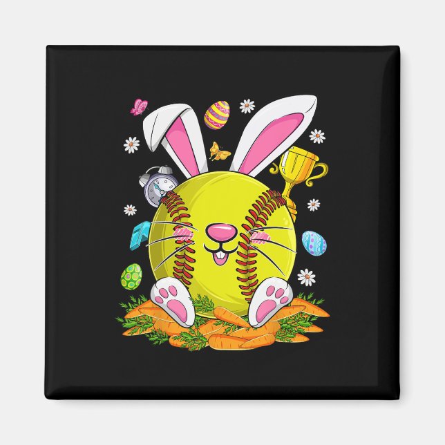 Funny Softll And Bunny Face Eggs Happy Easter Day  Magnet (Front)
