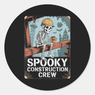 Funny Soky Skeleton Workers Halloween Construction Classic Round Sticker