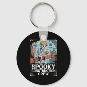 Funny Soky Skeleton Workers Halloween Construction Keychain