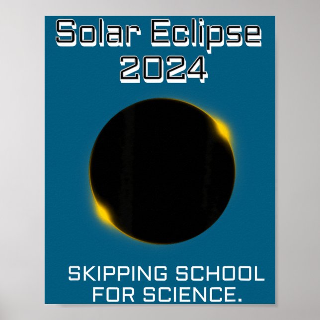 Funny Solar Eclipse Skipping School Science Poster (Front)