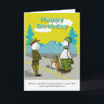 Funny soldier Happy Birthday card<br><div class="desc">Now here is a great funny soldier birthday card,  ideal for anyone who has or is still in the services .As usual Duncan is doing the wrong thing whilst fat cat is being purrrrrrrfect!!!! HA HA</div>