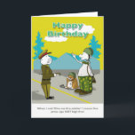 Funny soldier Happy Birthday card<br><div class="desc">Now here is a great funny soldier birthday card,  ideal for anyone who has or is still in the services .As usual Duncan is doing the wrong thing whilst fat cat is being purrrrrrrfect!!!! HA HA</div>