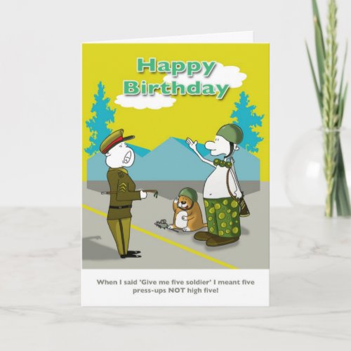 Funny soldier Happy Birthday card