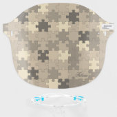 Funny Solved Puzzle Add Name or Monogram Face Shield (Front w/Glasses)