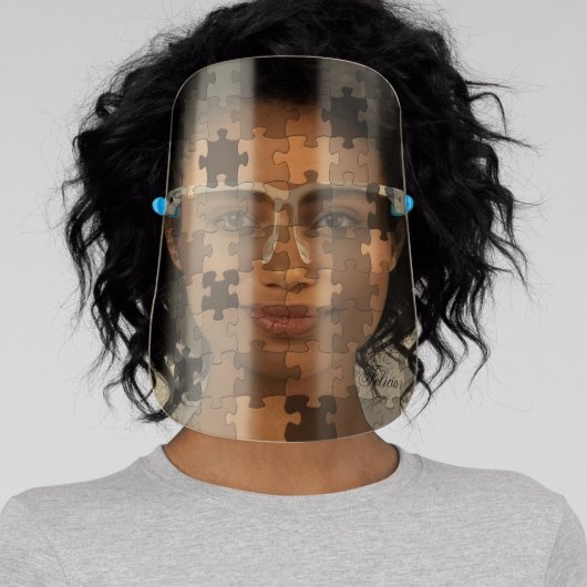 Funny Solved Puzzle Add Name or Monogram Face Shield (Insitu)