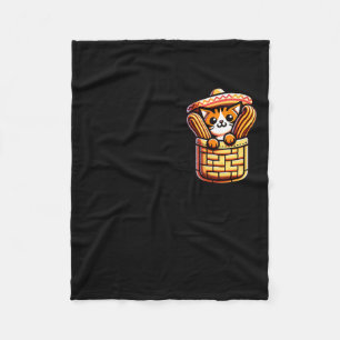 Funny Sombrero Cat Churros Pocket Cinco De Mayo Ki Fleece Blanket