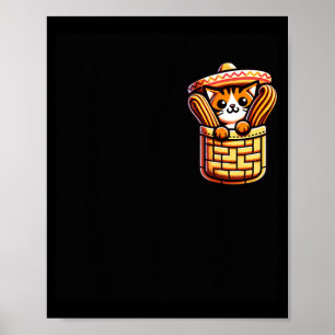 Funny Sombrero Cat Churros Pocket Cinco De Mayo Ki Poster