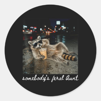 Funny Somebodys Fvibesl Aunt Raccoon Coffee Classic Round Sticker
