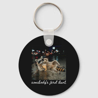 Funny Somebodys Fvibesl Aunt Raccoon Coffee Keychain