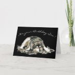 Funny Son  Birthday Tired Napping Husky Dog Card<br><div class="desc">Funny Birthday Son  Original Watercolor Husky Dog pet animal.  It's your party nap if you want to.  For the person with a sense of humor about being over the hill.</div>