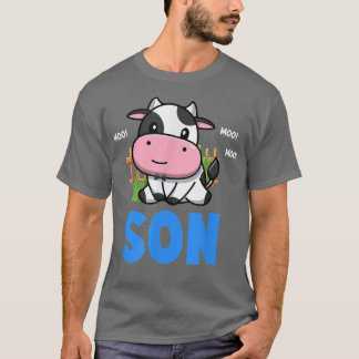 Funny Son Cow Cute Cow Farmer Birthday Matching Fa T-Shirt
