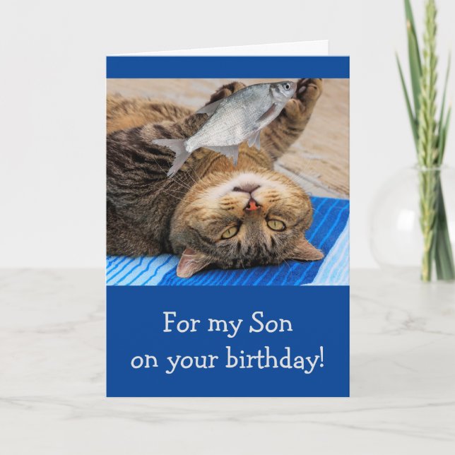 Funny Son Fishing Birthday Card (Front)