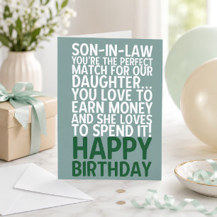 Funny Son in Law Birthday Card Money Joke