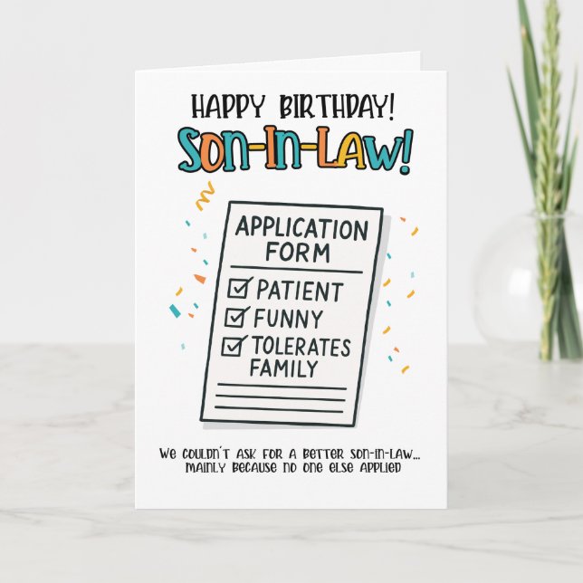 Funny Son-in-Law Card – In-Law Application Form (Front)
